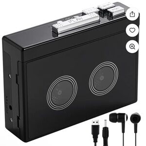 NEW Portable Bluetooth Cassette Player, portable FM w headphone jack WALKMAN
